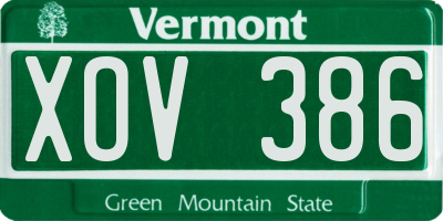 VT license plate XOV386
