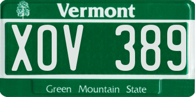 VT license plate XOV389
