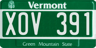 VT license plate XOV391