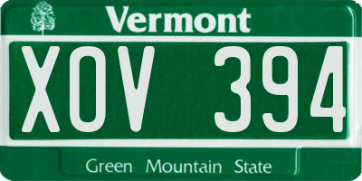 VT license plate XOV394