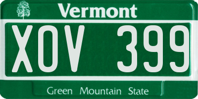 VT license plate XOV399
