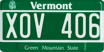 VT license plate XOV406