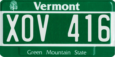VT license plate XOV416