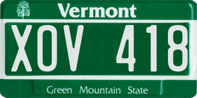 VT license plate XOV418