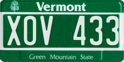 VT license plate XOV433