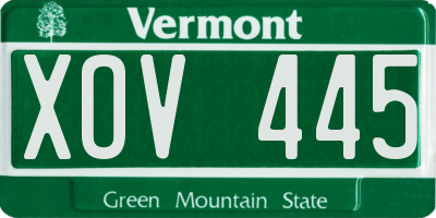 VT license plate XOV445