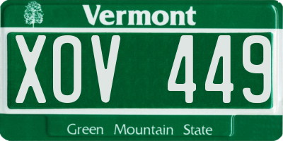 VT license plate XOV449