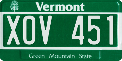 VT license plate XOV451