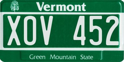 VT license plate XOV452