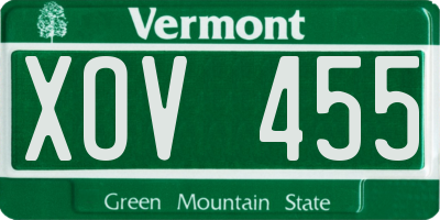 VT license plate XOV455
