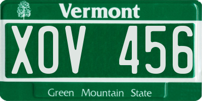 VT license plate XOV456