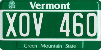 VT license plate XOV460