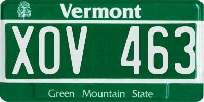 VT license plate XOV463