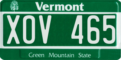 VT license plate XOV465