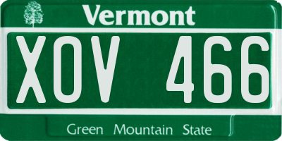 VT license plate XOV466