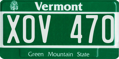 VT license plate XOV470