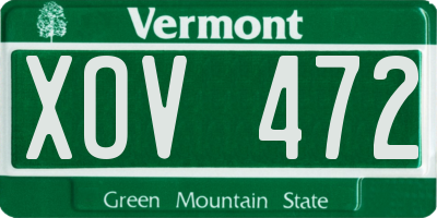 VT license plate XOV472