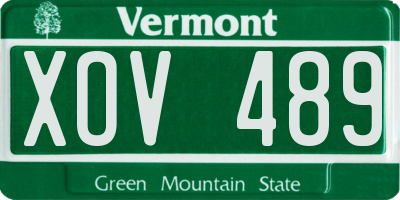 VT license plate XOV489