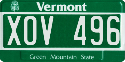 VT license plate XOV496