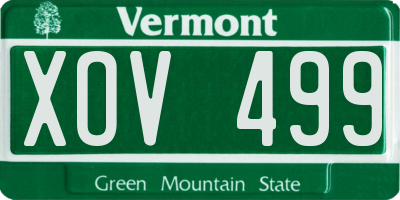 VT license plate XOV499