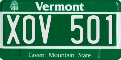 VT license plate XOV501