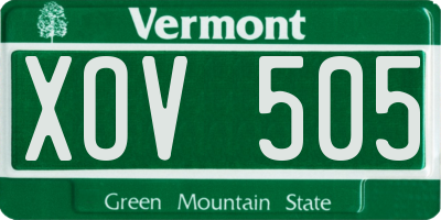 VT license plate XOV505