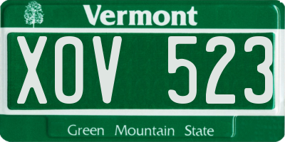 VT license plate XOV523