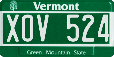 VT license plate XOV524