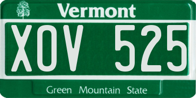 VT license plate XOV525