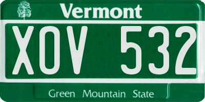 VT license plate XOV532