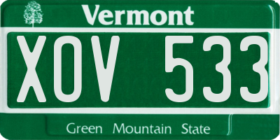 VT license plate XOV533