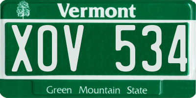 VT license plate XOV534
