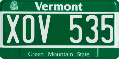VT license plate XOV535
