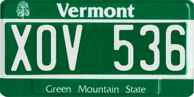 VT license plate XOV536