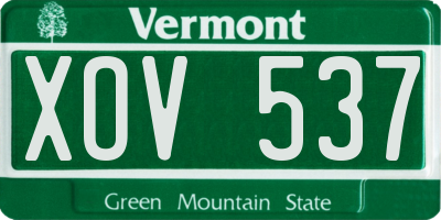 VT license plate XOV537