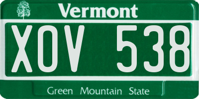 VT license plate XOV538