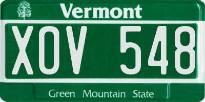 VT license plate XOV548