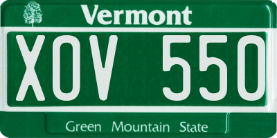 VT license plate XOV550