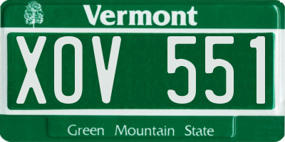 VT license plate XOV551