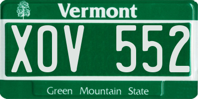 VT license plate XOV552
