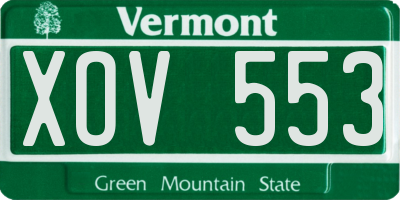 VT license plate XOV553