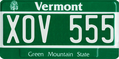 VT license plate XOV555
