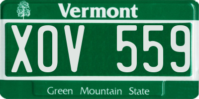 VT license plate XOV559