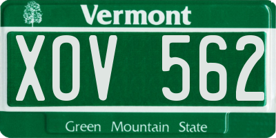 VT license plate XOV562