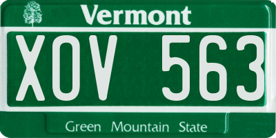 VT license plate XOV563