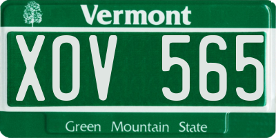 VT license plate XOV565