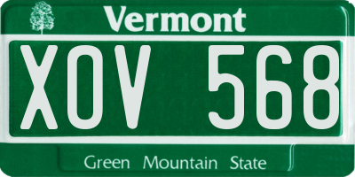 VT license plate XOV568