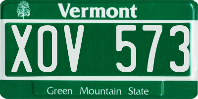 VT license plate XOV573