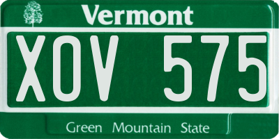 VT license plate XOV575