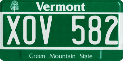 VT license plate XOV582